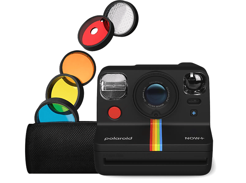 Polaroid Now+ 2ª Generation Enfoque automático Montura trípode Kit lentes colores Negro