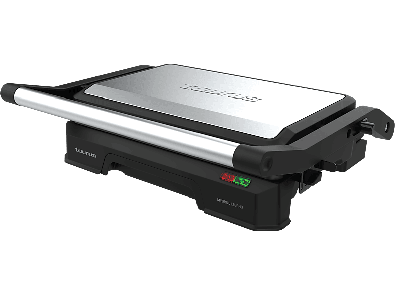 Taurus GR1002X Parrilla eléctrica,1000 W Apertura 180º Antiadherente libre PFOA Placas adaptables Gris