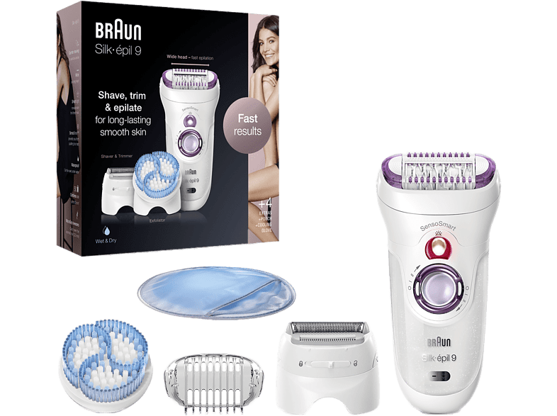 Braun Silk-épil 9-735 Depiladora de arranque Rasura y exfolia SensoSmart 4 Accesorios Wet&Dry