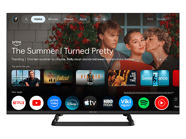 PEAQ PTV 32GF-5026C Full-HD Smart TV DVB-T2 (H.265) HDR10 Dolby Audio Triple Tuner Negro