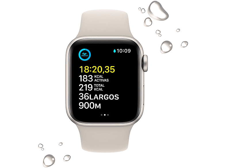 Apple Watch SE (2022) GPS 40 mm Caja de aluminio Vidrio delantero Ion-X Correa deportiva blanco estrella