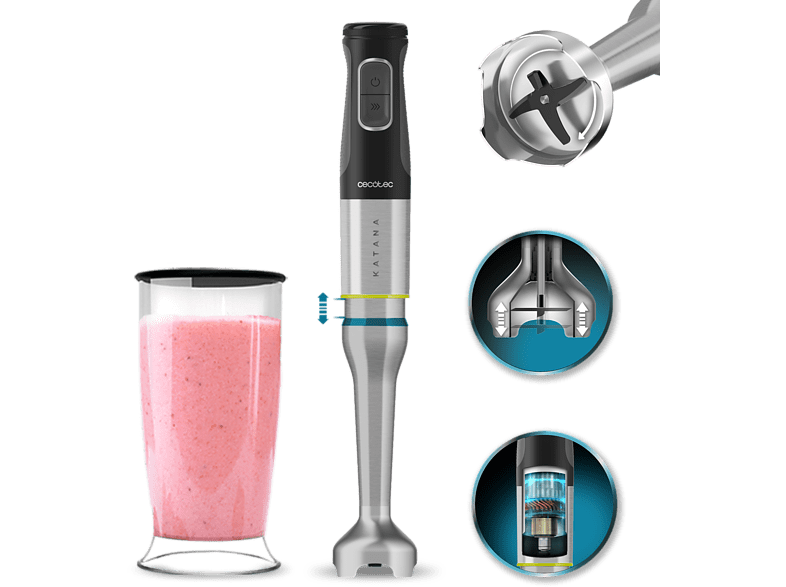 Cecotec Katana 15 Jar G 1500 W 21 velocidades Turbo Vaso de 800ml Brazo XL Grey
