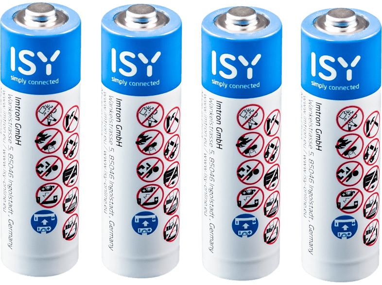 ISY IBA-2004 Alcalina LR06 1.5V 4 unidades Blanco y Azul