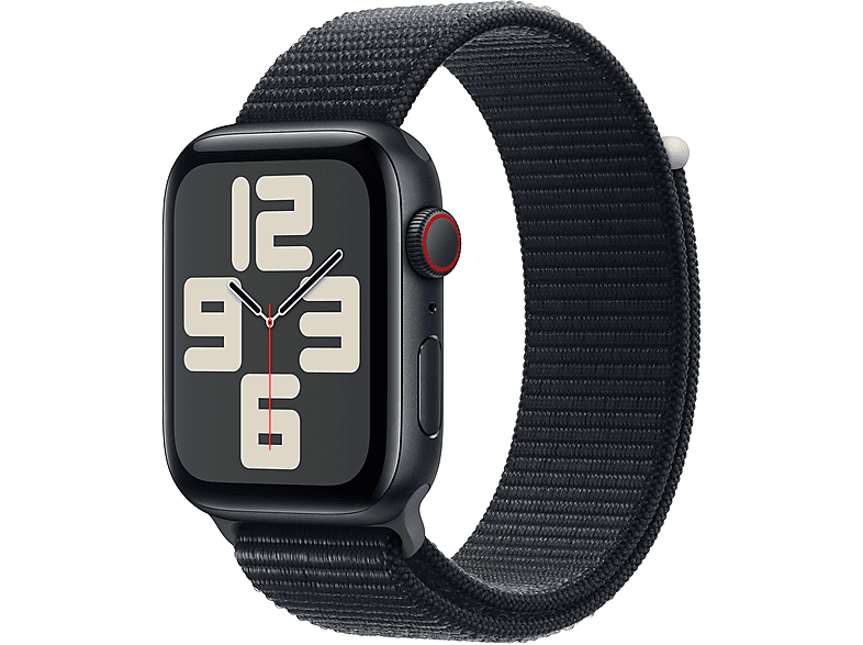 APPLE Watch SE (2023) GPS+CELL 44 mm Caja de aluminio medianoche Vidrio delantero Ion-X Correa Solo Loop medianoche