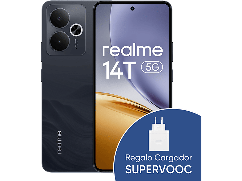 realme 14T Obsidian Black 256 GB 8 GB RAM 6.67 AMOLED Dimensity 6300 5G Chipset 6000 mAh Incluye Cargador