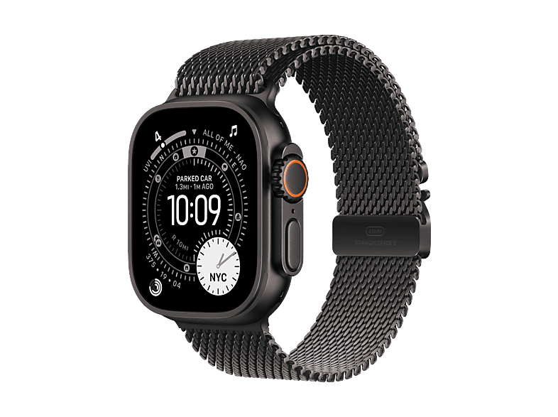 Apple Watch Ultra 3 (2025) GPS+CEL 49 mm Caja de Titanio Negro Correa Titanium Milanese Loop Negro L Calidad del sueño Via satélite