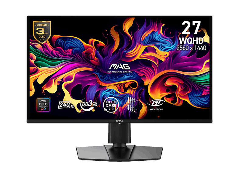 MSI MAG 274QP QD-OLED X24 26.5  WQHD 240 Hz 0.03 ms QD-OLED Altura Ajustable Adaptive Sync Negro
