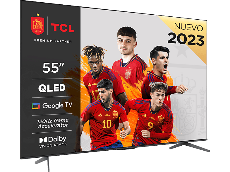 TCL 55C645 UHD 4K Quad Core Smart TV Dolby Atmos Brushed titanium metal front