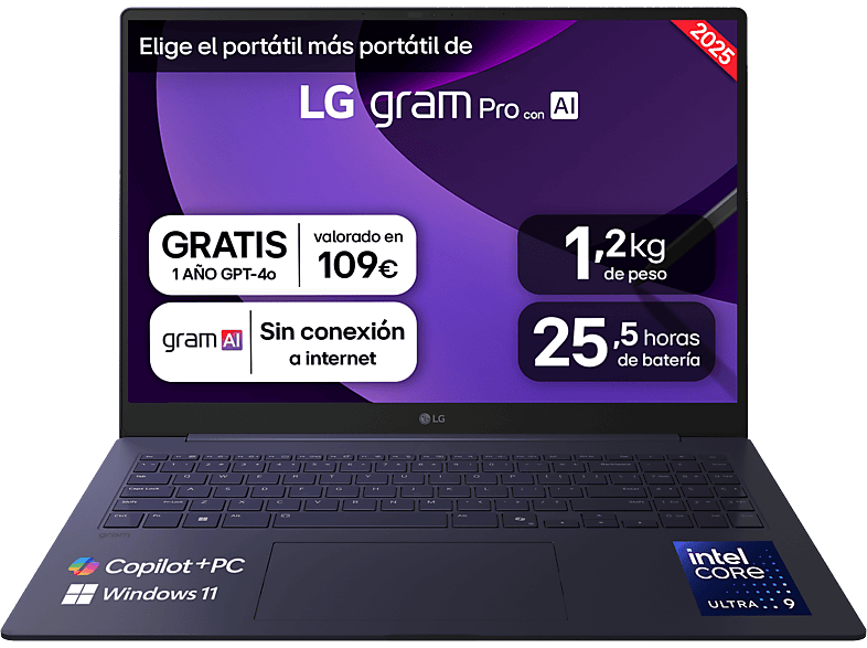 LG 16Z90TS-G.AU99B 16  WQXGA Intel® Evo™ Edition Core™ Ultra 9-288V 32 GB RAM 1 TB SSD Arc™ GPU W11H
