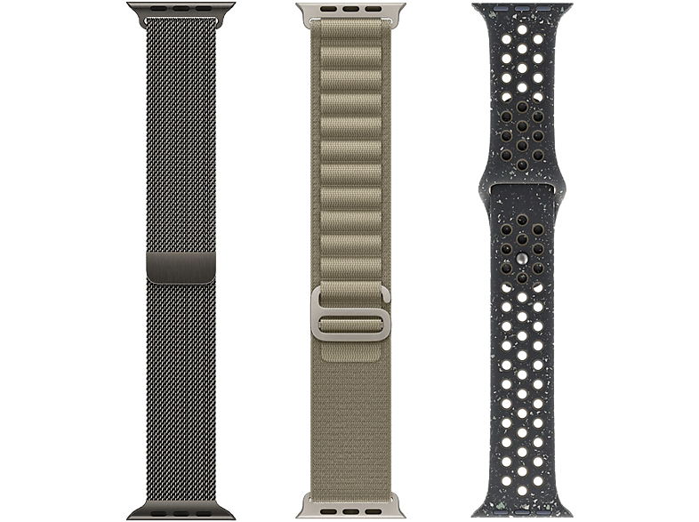 Friendly License FRSWB085 Pack de 3 Correas Apple Watch 42/44/45 mm Silicona Acero Inoxidable y Nylon Fancy Mix