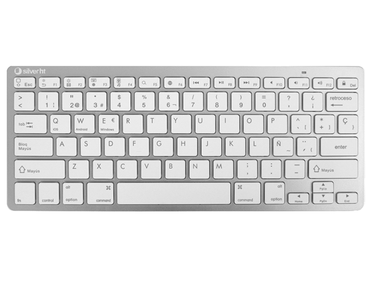 Silver HT Bluetooth Diseño QWERTY Hasta 10 m 78 teclas Blanco