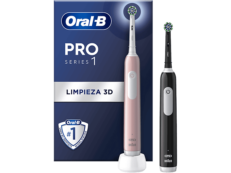 Oral-B Pro Series 1 Pack Doble Tecnología 3D Sensor de presión Negro y rosa