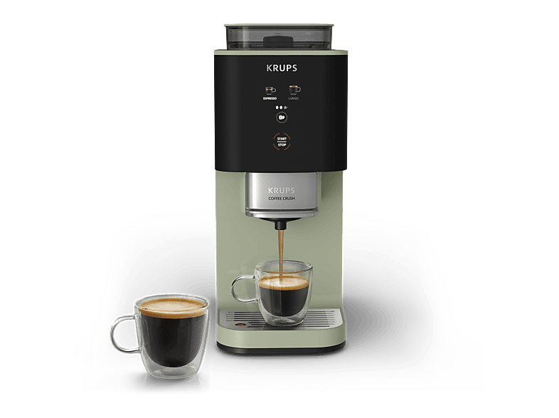 Krups Coffee Crush Café en grano y molido 15 bares 2 recetas de café Táctil Compacta 3 niveles de molienda Verde