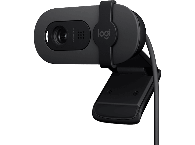 Logitech Brio 100 Iluminación automática Full HD 1080p USB Micrófono omnidireccional integrado Tapa de privacidad PC-Mac Negro