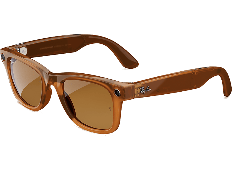 Ray-Ban Meta Wayfarer Caramelo brillante transparente Polarizadas en marrón