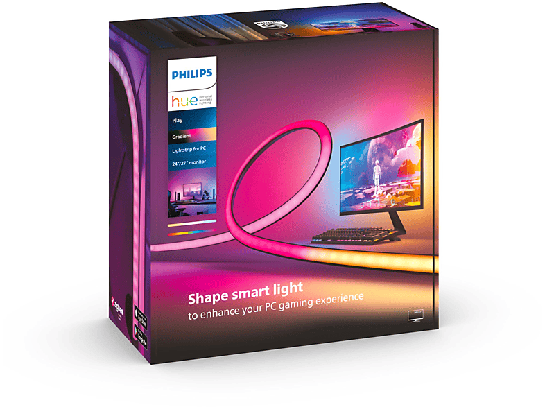 Philips Hue Play Gradient PC lightstrip Negro y Blanco Silicona 90 cm Para monitor 24 - 27