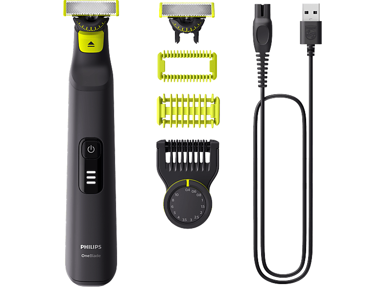Philips One Blade Pro QP6542/15 maquinilla de afeitar cara y cuerpo cuchilla 360 uso en seco y mojado 14  longitudes autonomía 90 min