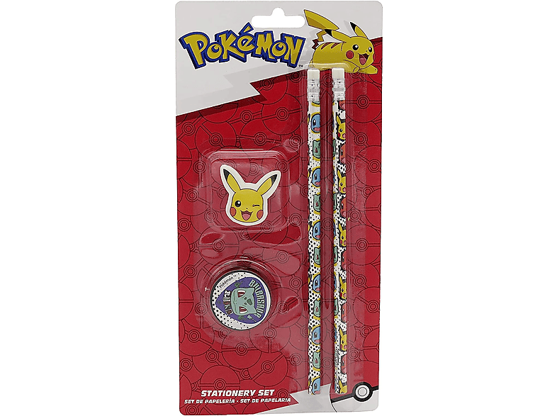 Pyramid Pokémon 2 lápices 1 sacapuntas y 1 gomas de borrar