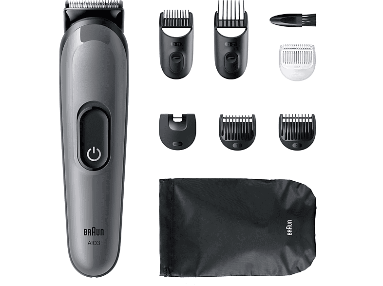 Braun Todo En Uno Series 3 AIO3540 Kit De Styling 8 en 1 Lámina Afilada 14 Longitudes Gris