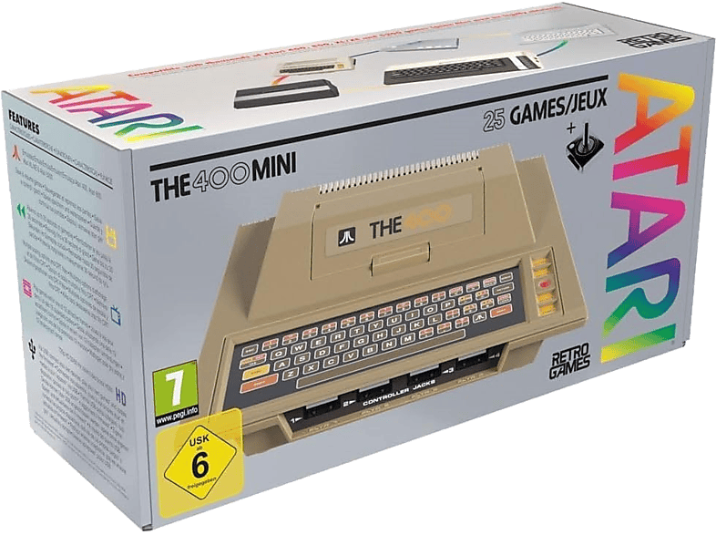 Atari The400 Mini HD 720p 8 bits 25 juegos Joystick Atari Conexión HDMI y USB