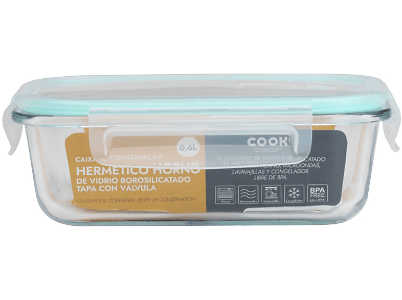 CMP Paris KAE1475 Vidrio borosilicatado 600 ml Apto para horno microondas congelador y lavavajillas Azul y transparente