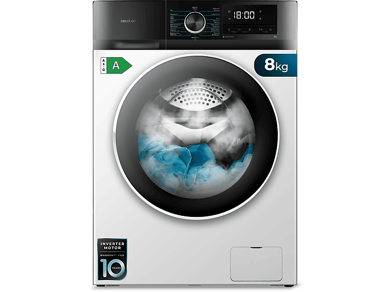 Cecotec Bolero DressCode 8500 Inverter A 8 kg 1400 rpm Motor Inverter Plus Lavado con vapor White