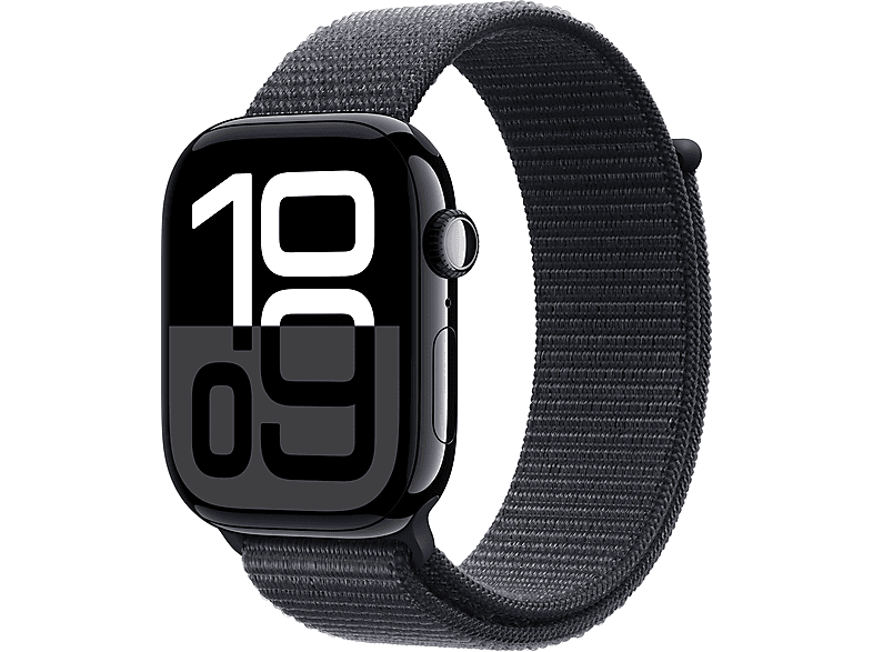 Apple Watch Series 10 (2024) GPS 46 mm Gesto de doble toque Caja de aluminio Negro azabache Correa Loop deportiva Tinta