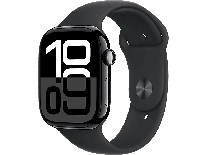 Apple Watch Series 10 (2024) GPS + Cellular 42 mm Gesto de doble toque Caja de aluminio Negro azabache Correa deportiva Negra Talla M/L
