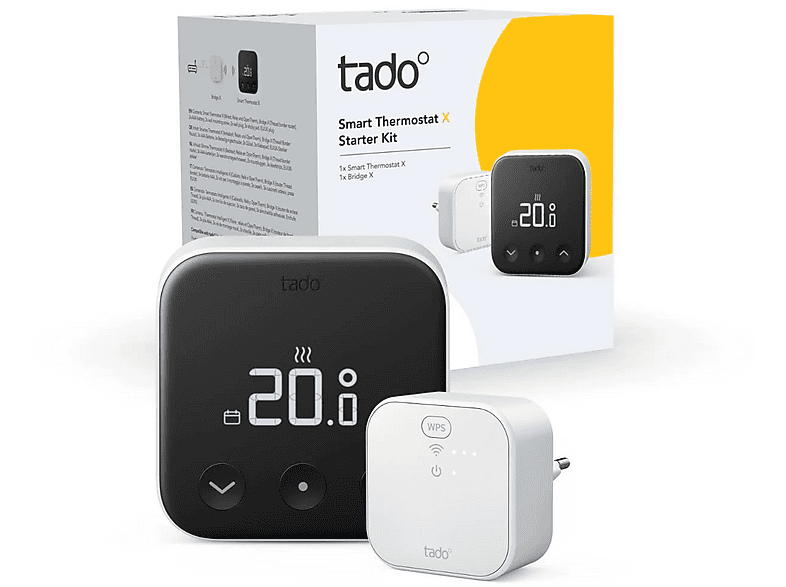 Tado Inteligente X Cableado Compatible con la mayoría de Calderas y Bombas de calor Negro/Blanco