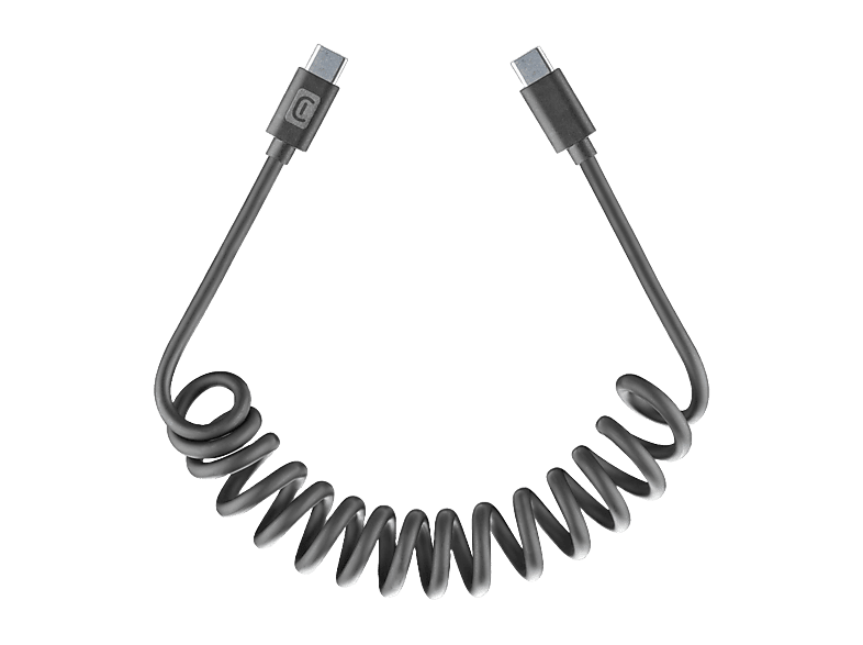 CellularLine SPIRAL Extensible hasta 120 cm Para coche Anti-enredos Acabado seda Tipo C a Tipo C Negro