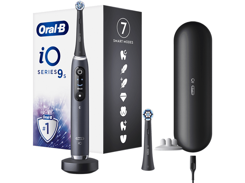 Oral-B iO 9S Seguimiento 3D Sensor de Presión Estuche de Carga Diseñado Por Braun Negro