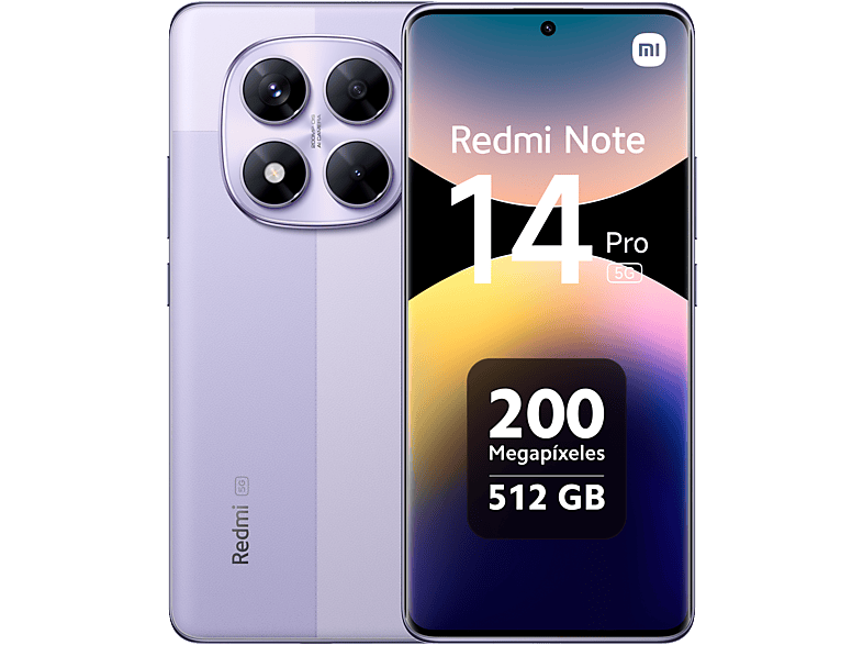 Xiaomi Redmi Note 14 Pro 5G Morado lavanda 512 GB 12 GB RAM 6.67 AMOLED 1.5K MediaTek Dimensity 7300-Ultra 5110 mAh