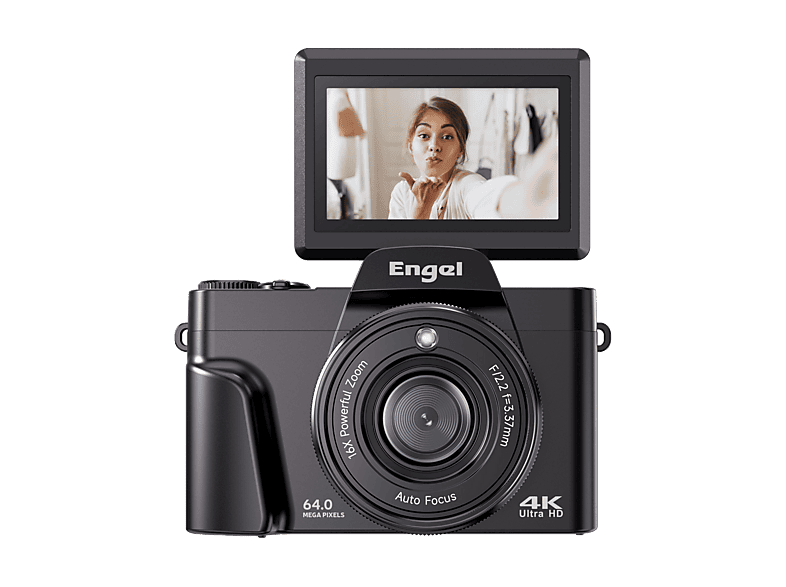 Engel EC 3000 B 13 MP (hasta 64MP interpolados) UHD 4K Digital Compacta, 16x Zoom Pantalla 3 Abatible WiFi Negro