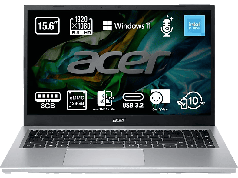 Acer A315-510P-C2LA 15.6 Full HD Intel®N100 8GB RAM 128GB eMMC Windows 11 Home Modo S (64 Bit)