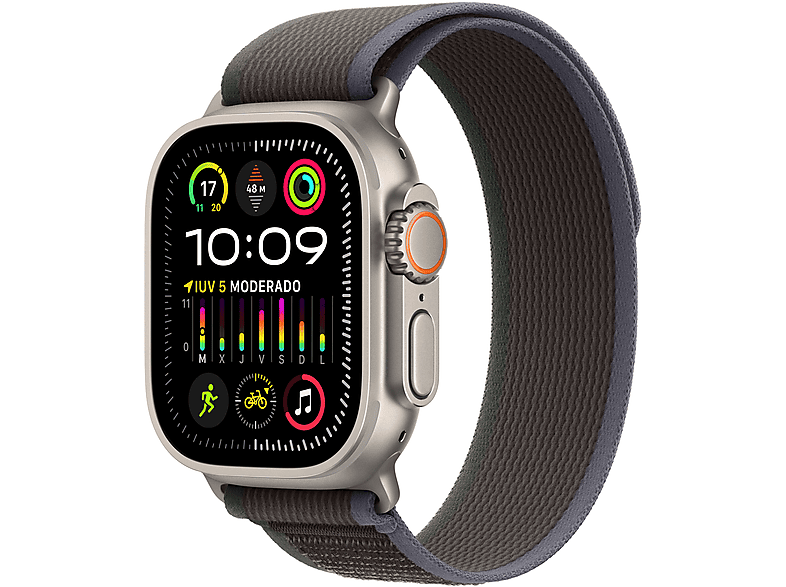 Apple Watch Ultra 2 (2023) GPS + Cellular 49 mm Caja de titanio Gesto doble toque Correa Trail Loop en Talla S/M de color Azul/Negro