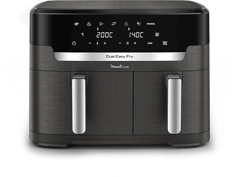 Moulinex Dual Easy Fry EZ942H Cocinado dual 2700 W 11 L 2 cubetas 200 °C 7 programas automáticos Hasta 10 personas Táctil Gris