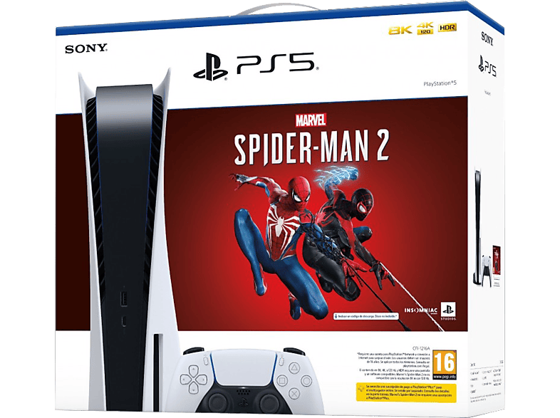 Sony PlayStation 5 Standard 825 GB 4K 1 mando Chasis C Blanco + Juego Marvel's Spider-Man 2 (código de descarga)