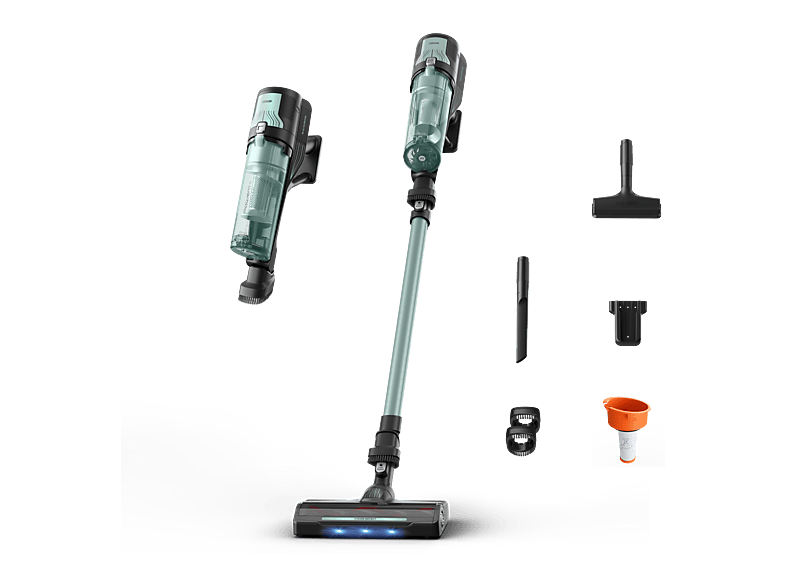 Rowenta X-FORCE 8.80 RH1833 250 W 100 AW 45 min Autonomía 0.44 L Ligera 1.3 Kg Limpieza 4 en 1 Verde Gris