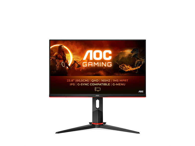 AOC Q24G2A/BK 23.8  QHD 1 ms 165 Hz x1 HDMI x1 HDCP x1 DisplayPort x1 salida auriculares Negro