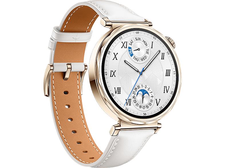 Huawei Watch GT5 41mm Llamadas Bluetooth Respuesta con Teclado 7 días batería Compatible iOS/Android Correa Cuero Blanco
