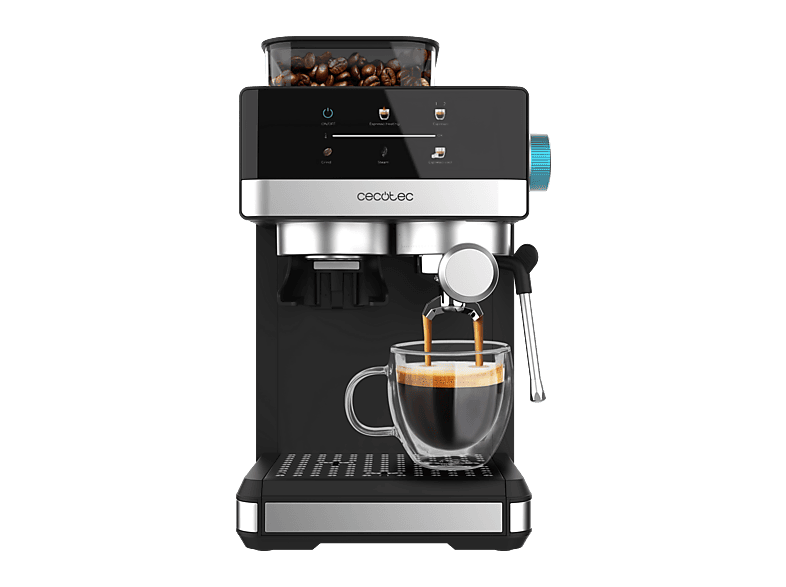 Cecotec Power Espresso 20 Grind 20 bar 1350W 1.7 l 2 tazas Molienda ajustable Thermoblock Pantalla táctil Negro