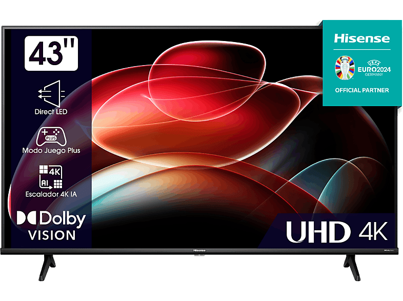 Hisense 43A6K UHD 4K Quad Core/MT9602 Smart TV Dolby Vision Control por Voz Negro