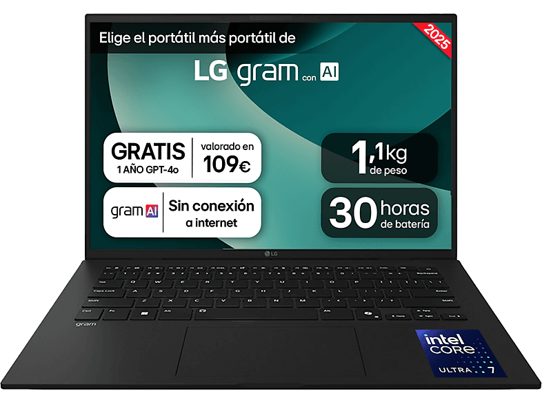 LG 14ZD90T-G.AX78B 14 WUXGA Intel® Core™ Ultra 7-255H 16 GB 1 TB SSD Arc™ GPU FreeDOS