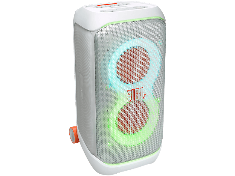 JBL PartyBox Stage 320 Portátil para fiestas Asa telescópica y ruedas BT Resistente salpicaduras Aut 18h 240W Blanco