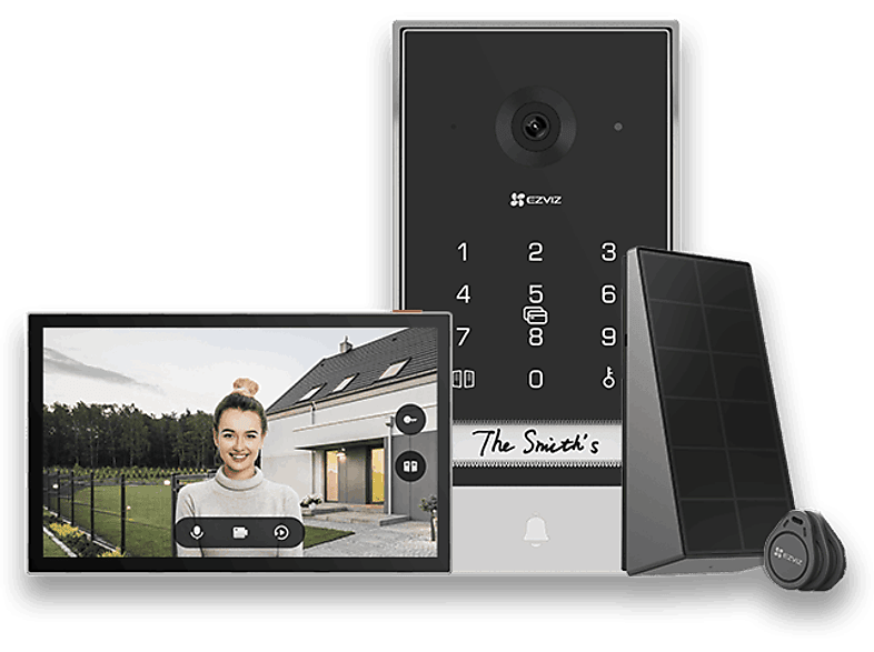 Ezviz EP7 2K Pantalla táctil 7 Audio bidireccional WiFi Carga solar Negro