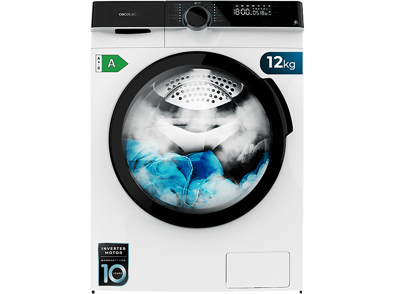 Cecotec Bolero DressCode 121000 A 12 kg 1400 rpm Motor Inverter Plus Lavado con vapor White