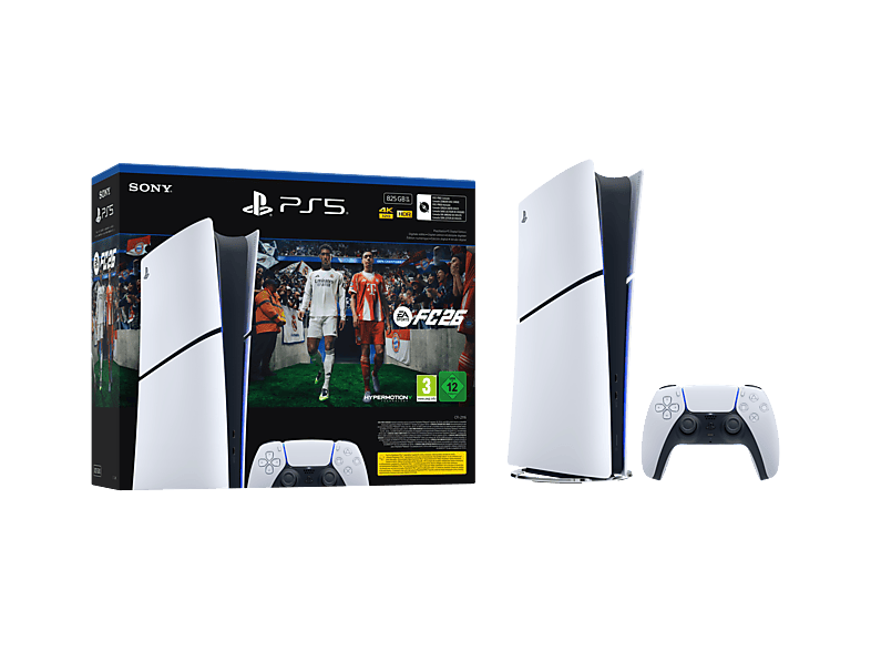 Sony PS5 Slim Digital Edition 825 GB SSD 4K 1 mando Chasis E Blanco + Juego EA Sports FC™ 26 (código de descarga)