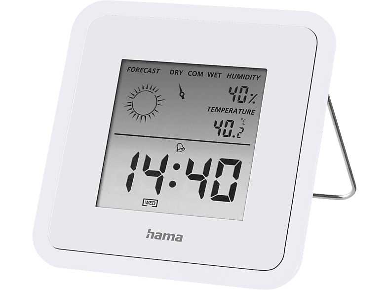 Hama TH50 Reloj Calendario Despertador Higrómetro Blanco