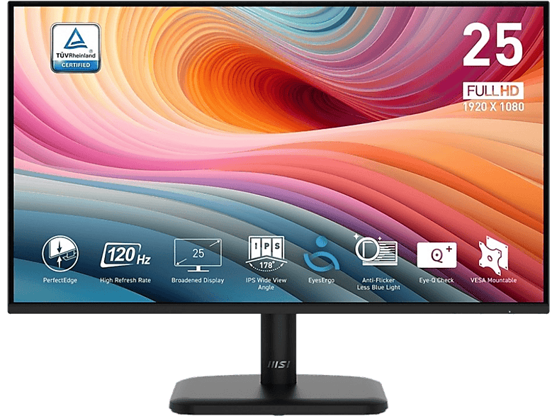 MSI PRO MP251L E2 24.5 Full-HD 120 Hz 1 ms MPRT 4 ms GtG IPS Adaptive Sync Negro