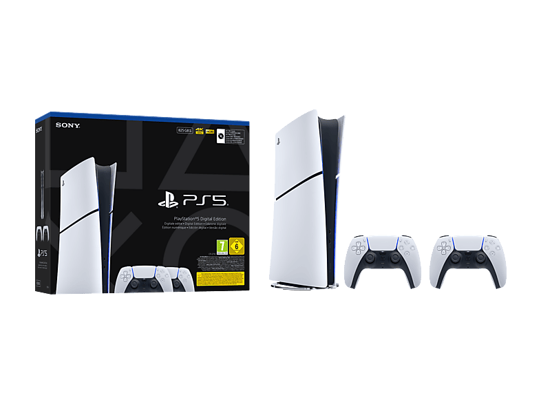 Sony PS5 Slim Digital Edition 825 GB SSD 4K 2 mandos DualSense Chasis E Blanco